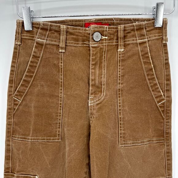 Dickies Cargo Pants Size 1/25 Canvas Workwear Y2K Skater Grunge Tan Brown Womens - Picture 3 of 12